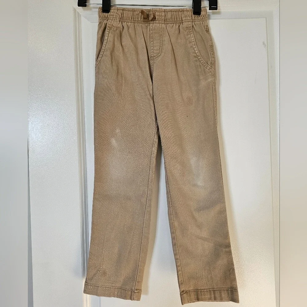 Kids 5T Tan Straight Leg Pull‎ On Pants Elastic Waist Drawstring Casual Comfort